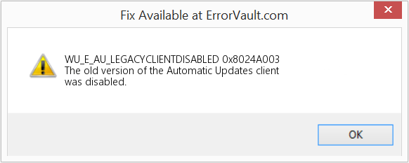0x8024A003 수정(오류 WU_E_AU_LEGACYCLIENTDISABLED)