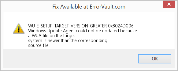 0x8024D006 수정(오류 WU_E_SETUP_TARGET_VERSION_GREATER)