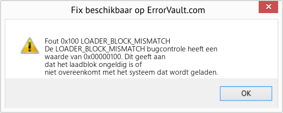 Fix LOADER_BLOCK_MISMATCH (Fout Fout 0x100)