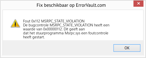 Fix MSRPC_STATE_VIOLATION (Fout Fout 0x112)