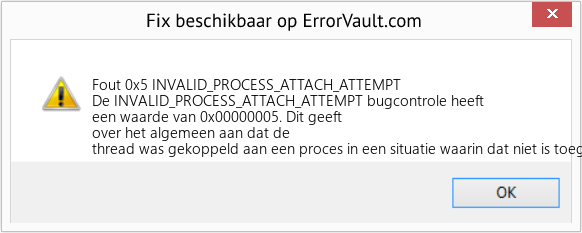 Fix INVALID_PROCESS_ATTACH_ATTEMPT (Fout Fout 0x5)