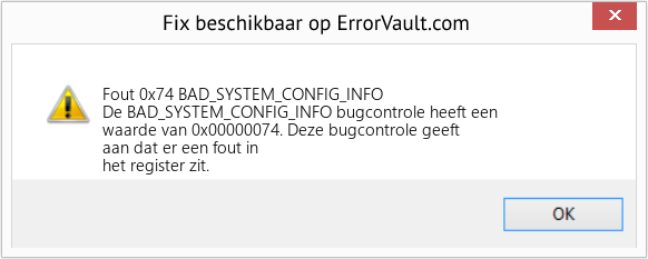 Fix BAD_SYSTEM_CONFIG_INFO (Fout Fout 0x74)