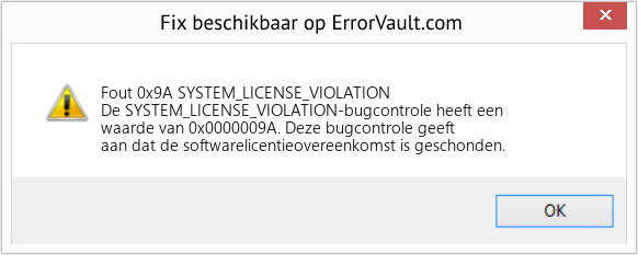 Fix SYSTEM_LICENSE_VIOLATION (Fout Fout 0x9A)