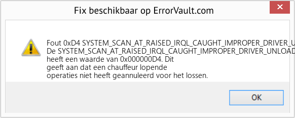 Fix SYSTEM_SCAN_AT_RAISED_IRQL_CAUGHT_IMPROPER_DRIVER_UNLOAD (Fout Fout 0xD4)