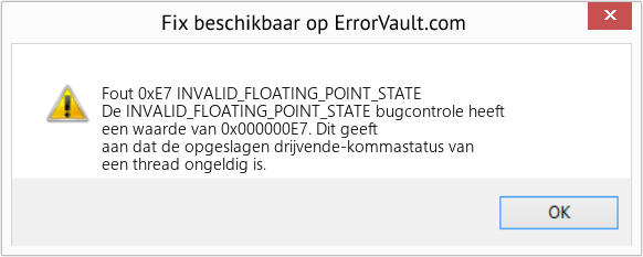 Fix INVALID_FLOATING_POINT_STATE (Fout Fout 0xE7)