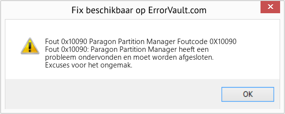 Fix Paragon Partition Manager Foutcode 0X10090 (Fout Fout 0x10090)