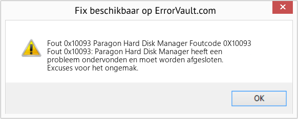 Download Fout <?php echo $nummer; ?> (Paragon Hard Disk Manager Foutcode 0X10093) Reparatie Tool Fix Paragon Hard Disk Manager Foutcode 0X10093 (Fout Fout 0x10093)