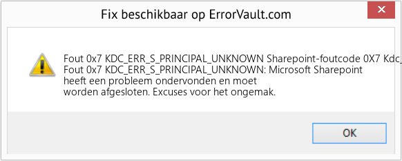 Download Fout <?php echo $nummer; ?> (Sharepoint-foutcode 0X7 Kdc_Err_S_Principal_Unknown) Reparatie Tool Fix Sharepoint-foutcode 0X7 Kdc_Err_S_Principal_Unknown (Fout Fout 0x7 KDC_ERR_S_PRINCIPAL_UNKNOWN)