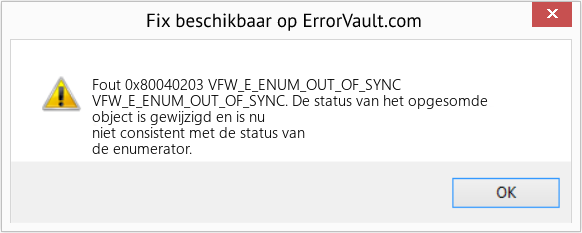 Fix VFW_E_ENUM_OUT_OF_SYNC (Fout Fout 0x80040203)