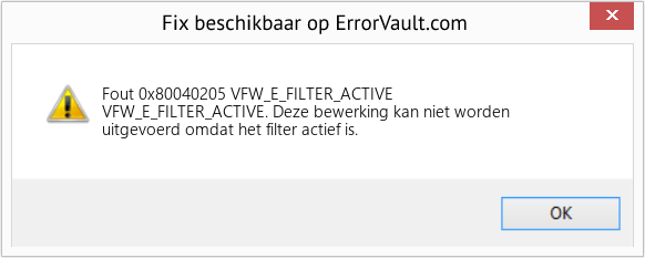 Fix VFW_E_FILTER_ACTIVE (Fout Fout 0x80040205)