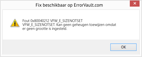 Download Fout <?php echo $nummer; ?> (VFW_E_SIZENOTSET) Reparatie Tool Fix VFW_E_SIZENOTSET (Fout Fout 0x80040212)