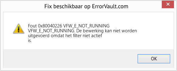 Download Fout <?php echo $nummer; ?> (VFW_E_NOT_RUNNING) Reparatie Tool Fix VFW_E_NOT_RUNNING (Fout Fout 0x80040226)