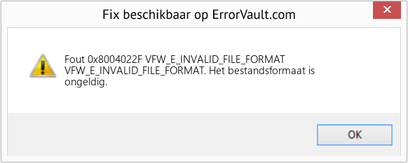 Download Fout <?php echo $nummer; ?> (VFW_E_INVALID_FILE_FORMAT) Reparatie Tool Fix VFW_E_INVALID_FILE_FORMAT (Fout Fout 0x8004022F)