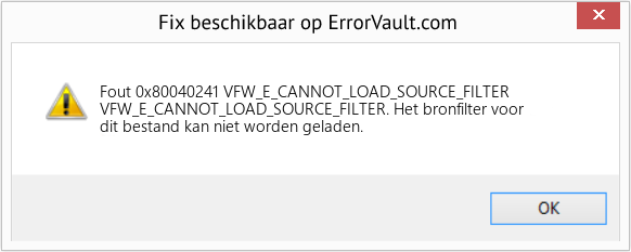 Fix VFW_E_CANNOT_LOAD_SOURCE_FILTER (Fout Fout 0x80040241)