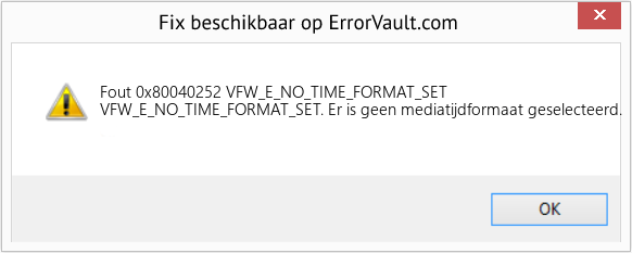 Download Fout <?php echo $nummer; ?> (VFW_E_NO_TIME_FORMAT_SET) Reparatie Tool Fix VFW_E_NO_TIME_FORMAT_SET (Fout Fout 0x80040252)
