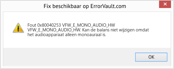 Fix VFW_E_MONO_AUDIO_HW (Fout Fout 0x80040253)