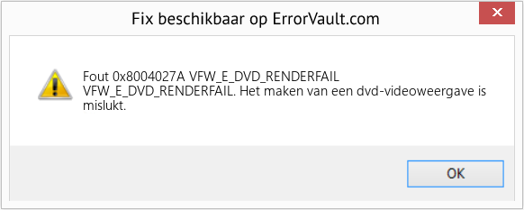 Download Fout <?php echo $nummer; ?> (VFW_E_DVD_RENDERFAIL) Reparatie Tool Fix VFW_E_DVD_RENDERFAIL (Fout Fout 0x8004027A)