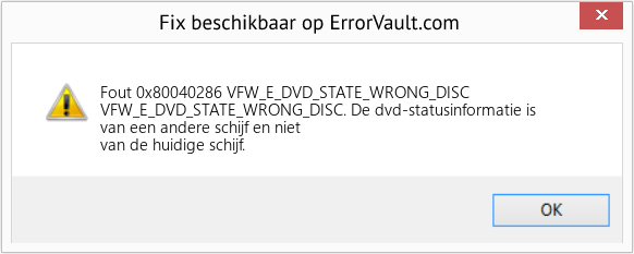Fix VFW_E_DVD_STATE_WRONG_DISC (Fout Fout 0x80040286)