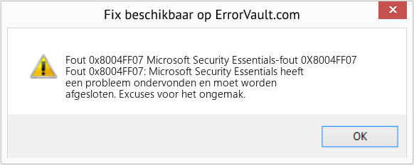 Fix Microsoft Security Essentials-fout 0X8004FF07 (Fout Fout 0x8004FF07)