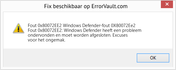 Download Fout <?php echo $nummer; ?> (Windows Defender-fout 0X80072Ee2) Reparatie Tool Fix Windows Defender-fout 0X80072Ee2 (Fout Fout 0x80072EE2)