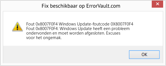 Fix Windows Update-foutcode 0X8007F0F4 (Fout Fout 0x8007F0F4)