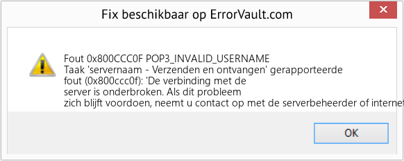 Fix POP3_INVALID_USERNAME (Fout Fout 0x800CCC0F)