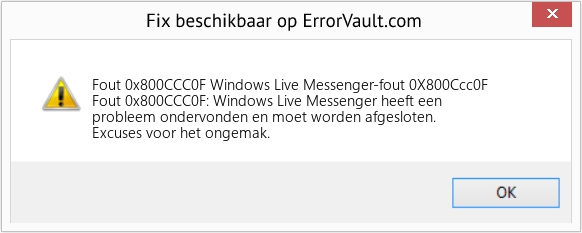 Fix Windows Live Messenger-fout 0X800Ccc0F (Fout Fout 0x800CCC0F)