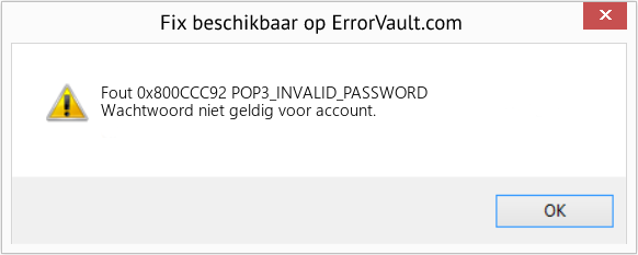 Fix POP3_INVALID_PASSWORD (Fout Fout 0x800CCC92)