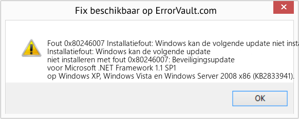 Fix Installatiefout: Windows kan de volgende update niet installeren met fout 0x80246007. (Fout Fout 0x80246007)