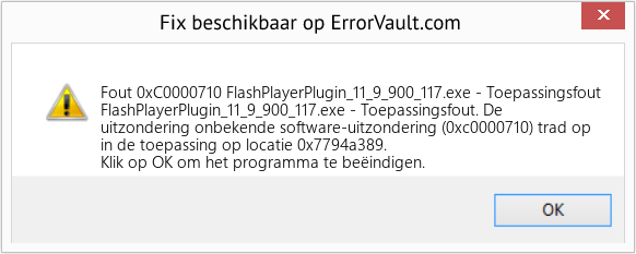 Fix FlashPlayerPlugin_11_9_900_117.exe - Toepassingsfout (Fout Fout 0xC0000710)