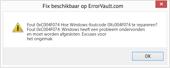 Download Fout <?php echo $nummer; ?> (Hoe Windows-foutcode 0Xc004F074 te repareren?) Reparatie Tool Fix Hoe Windows-foutcode 0Xc004F074 te repareren? (Fout Fout 0xC004F074)