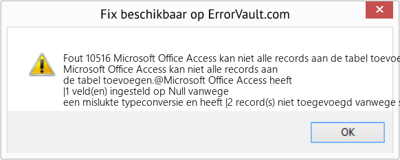 Fix Microsoft Office Access kan niet alle records aan de tabel toevoegen (Fout Fout 10516)