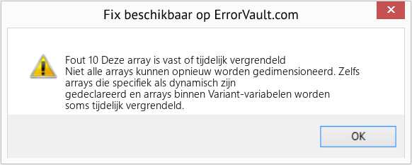 Fix Deze array is vast of tijdelijk vergrendeld (Fout Fout 10)