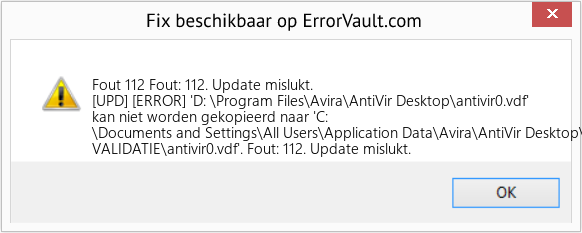 Fix Fout: 112. Update mislukt. (Fout Fout 112)