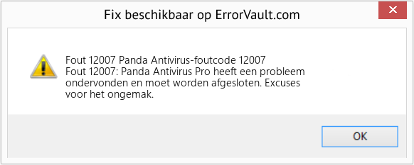 Fix Panda Antivirus-foutcode 12007 (Fout Fout 12007)