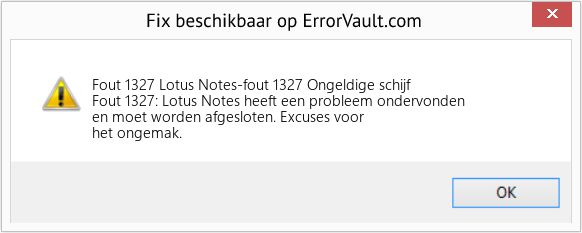 Fix Lotus Notes-fout 1327 Ongeldige schijf (Fout Fout 1327)