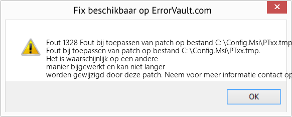 Fix Fout bij toepassen van patch op bestand C: \Config.Msi\PTxx.tmp (Fout Fout 1328)
