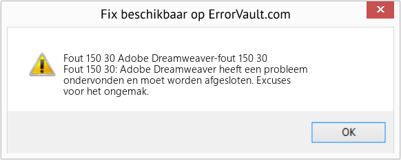 Fix Adobe Dreamweaver-fout 150 30 (Fout Fout 150 30)