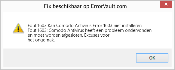 Fix Kan Comodo Antivirus Error 1603 niet installeren (Fout Fout 1603)