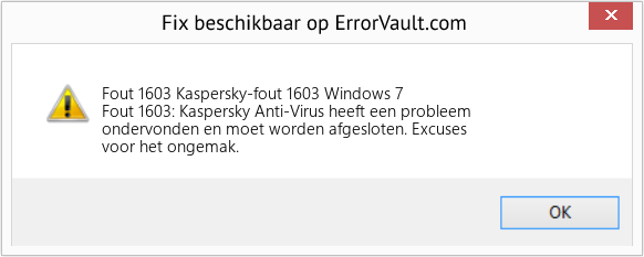 Fix Kaspersky-fout 1603 Windows 7 (Fout Fout 1603)