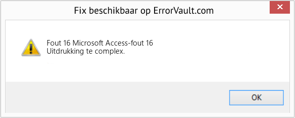 Fix Microsoft Access-fout 16 (Fout Fout 16)