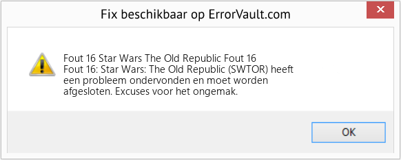 Fix Star Wars The Old Republic Fout 16 (Fout Fout 16)
