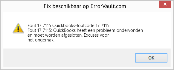 Fix Quickbooks-foutcode 17 7115 (Fout Fout 17 7115)