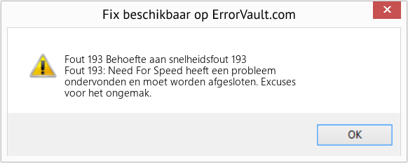 Fix Behoefte aan snelheidsfout 193 (Fout Fout 193)