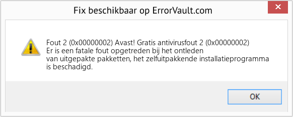 Fix Avast! Gratis antivirusfout 2 (0x00000002) (Fout Fout 2 (0x00000002))