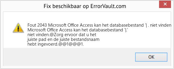 Download Fout <?php echo $nummer; ?> (Microsoft Office Access kan het databasebestand '| . niet vinden) Reparatie Tool Fix Microsoft Office Access kan het databasebestand '| . niet vinden (Fout Fout 2043)