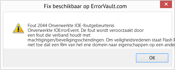 Download Fout <?php echo $nummer; ?> (Onverwerkte IOE-foutgebeurtenis) Reparatie Tool Fix Onverwerkte IOE-foutgebeurtenis (Fout Fout 2044)