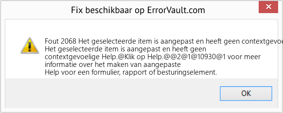 Fix Het geselecteerde item is aangepast en heeft geen contextgevoelige Help (Fout Fout 2068)
