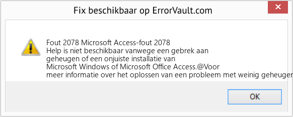 Fix Microsoft Access-fout 2078 (Fout Fout 2078)