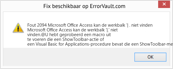 Fix Microsoft Office Access kan de werkbalk '| . niet vinden (Fout Fout 2094)